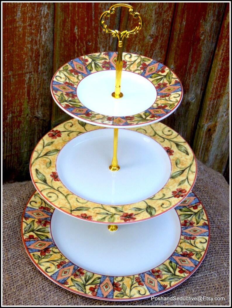 Tier Plates Three Tier Graduated Plates Cake Stand Royal Doulton CINNABAR Autumn ...