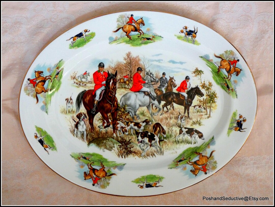 Photo inspiration: Picture Idea: Fox Hunting Vintage China Large Platter 16 X 12 Large