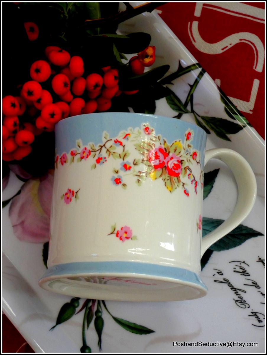 Cath Kidston Rose Tea Cup Coffee Mug Countryside Cottage Replacement  Vintage British Retail Sentimental Powder Blue Rim Gift Fine Bone China -  Etsy