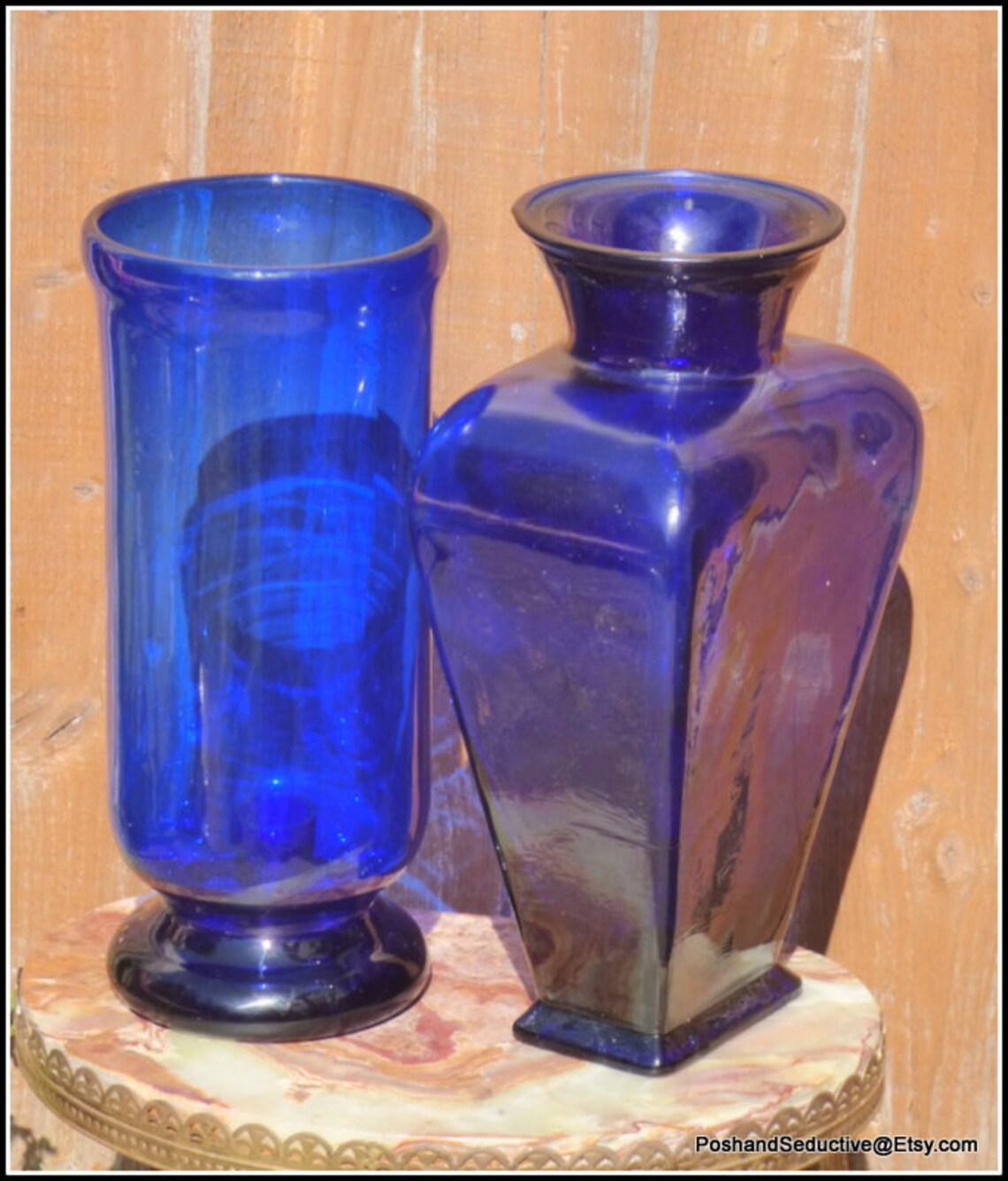 Cobalt blue hurricane candle holder impressive 13 high Etsy