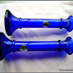 Kobalt tiefblau Vintage Glas klein 8 &quot;20cm Kerzenhalter Paar romantische Lichter Abendtisch Hochzeit Geschenk Bauernhaus schicke Dekor