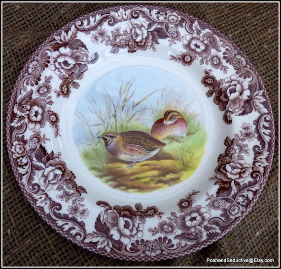 Spode Woodland Series Six Dinner Plates Custom Order, Brown