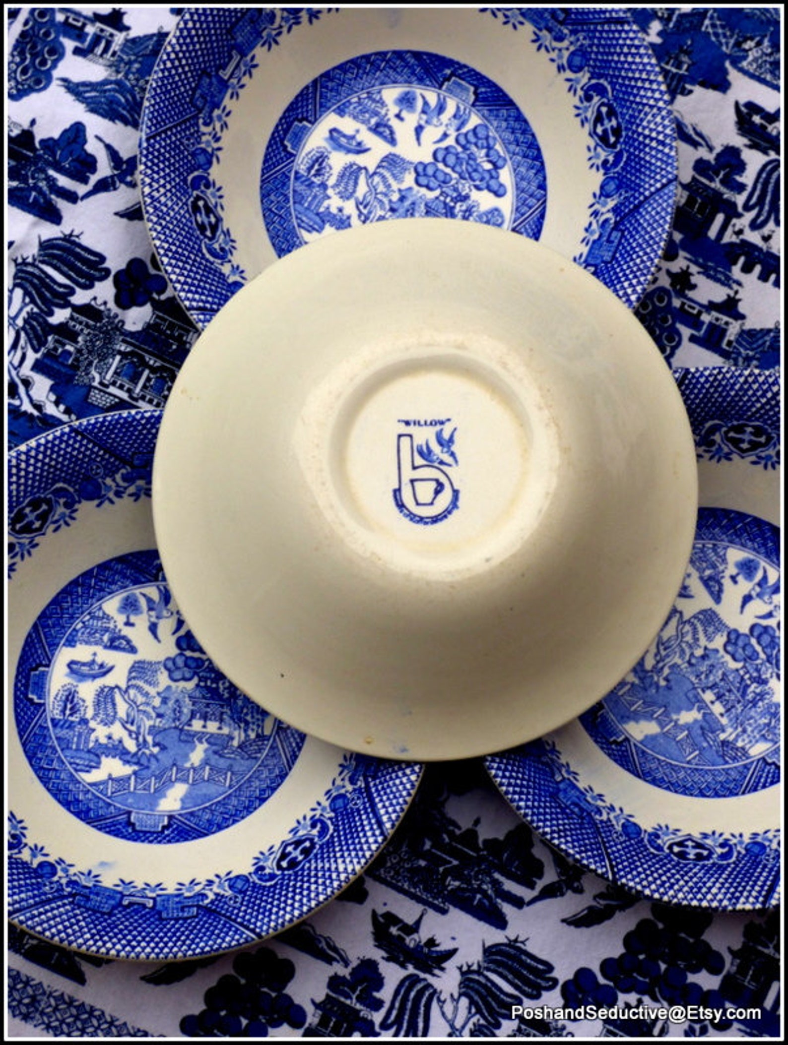 Vintage Blue Willow Cereal Bowls Set of Four Desert Serving Etsy UK