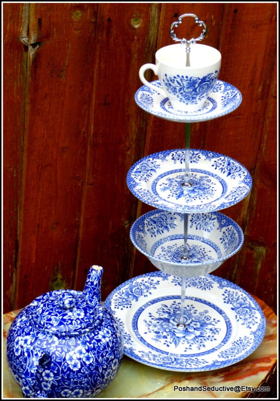 5-teilige Etagere aus englischer Keramik, kultig, Kew Gardens, Ostertischdekoration