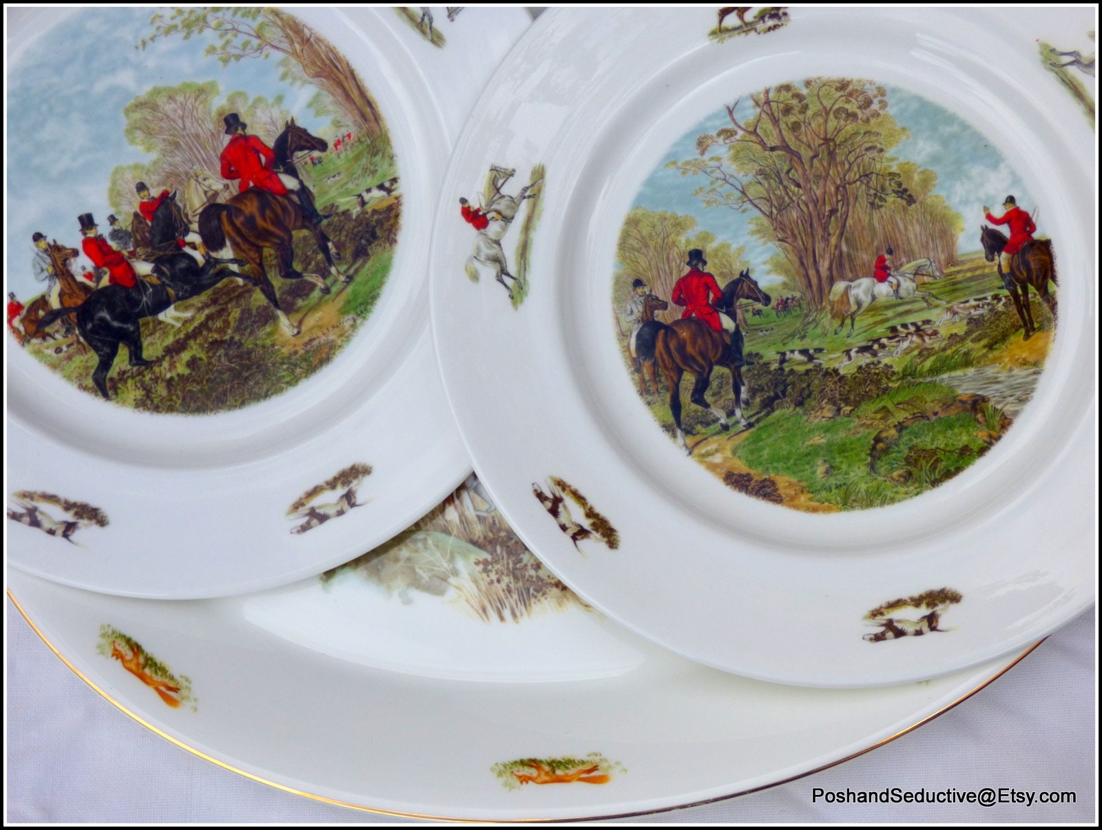 Curated visual reference: Fresh Look at Fox Hunting Vintage China Large Platter 16 X 12 Large