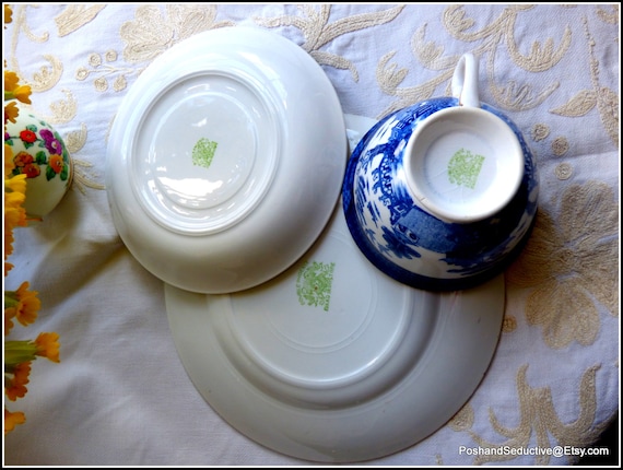 ビンテージ 額装 石蕗 鍔 笄☆アンティーク 細工 数奇 風流 粋 青海波 桜 VTG Blue Willow Double Phoenix Nikko Ironstone Japan Cup And