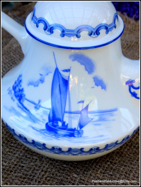 風車デザインの陶器コーヒーポット