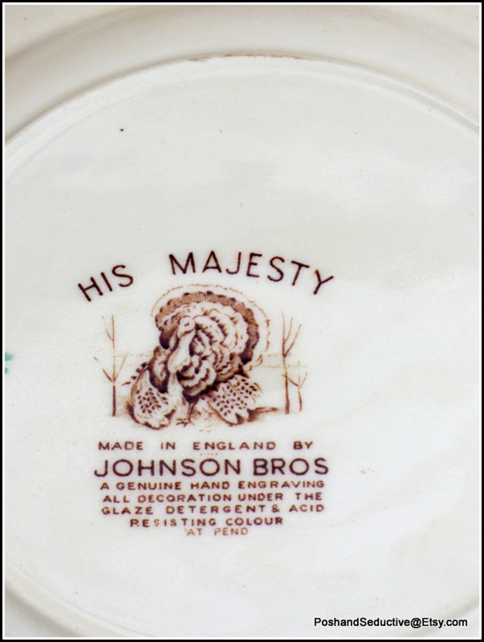 His Majesty Johnson Brothers Thanksgiving Vintage Transferware Etsy