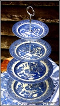 Blue Willow Love Story four tier handmade cake stand of bestselling iconic china pattern of all times - perfect gift to declare your LOVE