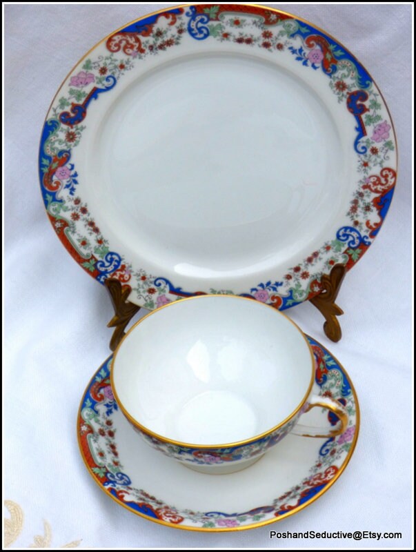 Tea Cup Saucer Cake Plate Set Antique Limoges Bone China Etsy UK