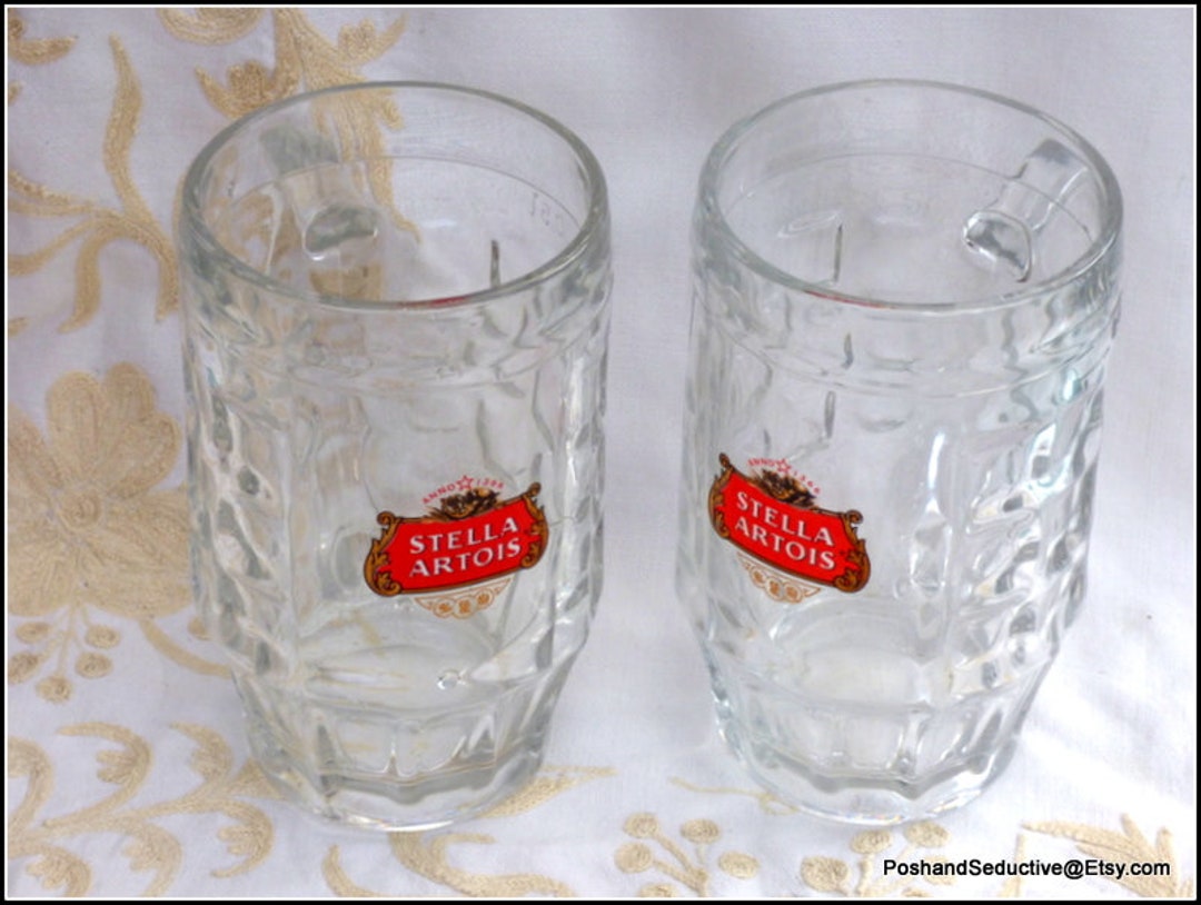 Vintage Pair Beer Glasses With Handles Heavy Structured Glass Etsy UK
