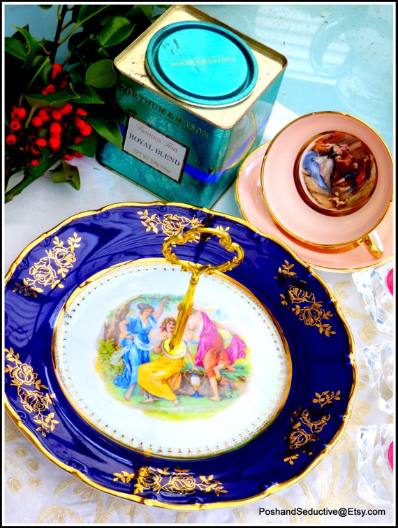 Assiette en céramique bleu et doré - Boutique de la Cuisine