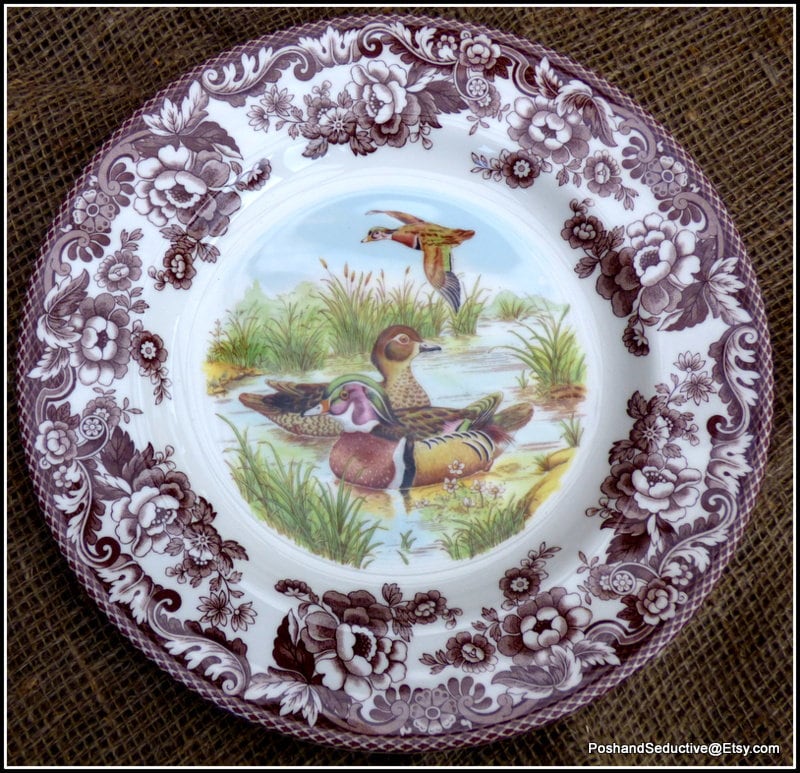 Spode Woodland Series Six Dinner Plates Custom Order, Brown