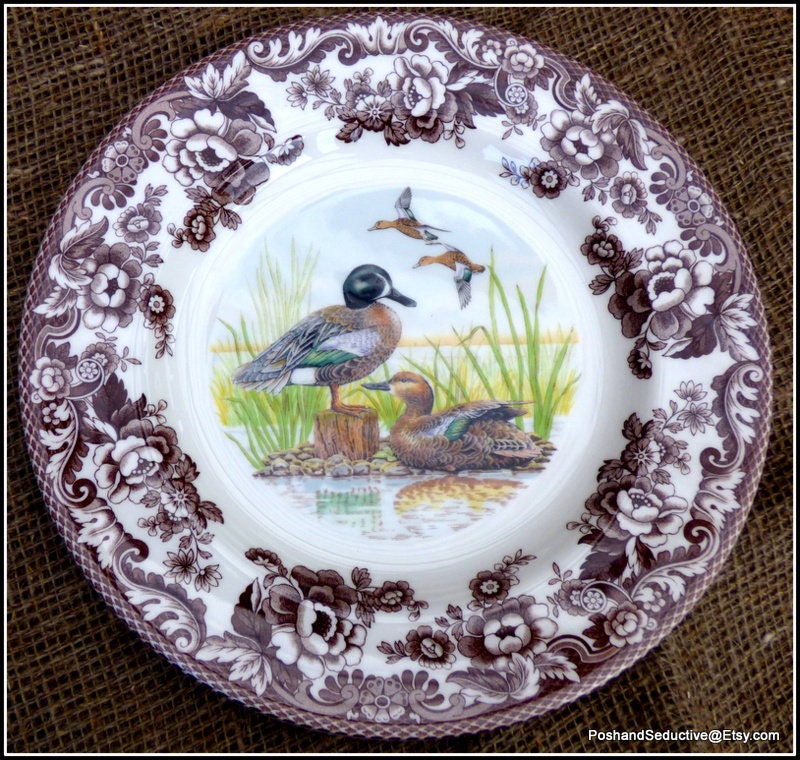 Spode Woodland Series Six Dinner Plates Custom Order, Brown