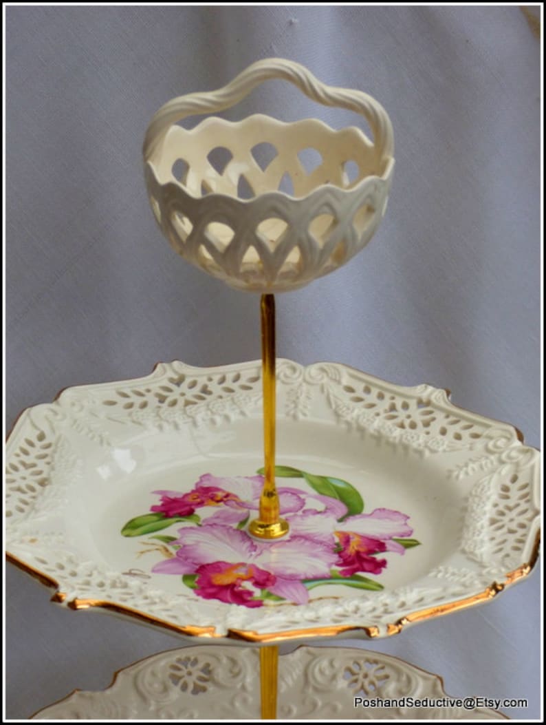 Reticulated Floral Plates Handmade Cake Stand Royal Creamware Etsy