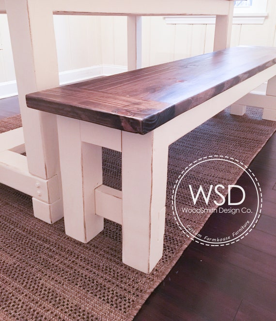 Custom Farmhouse Bench Table Seating Family Dining Table Etsy