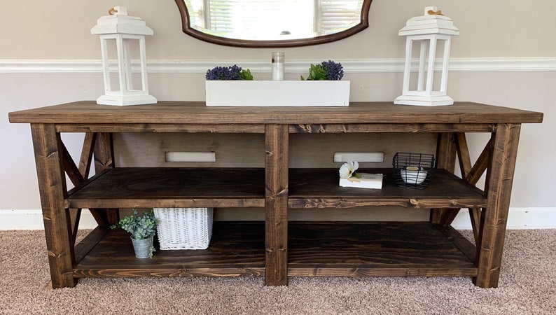 Farmhouse Entertainment Center Open Shelving Rustic Tv Stand