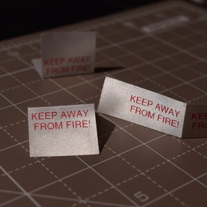 Fire warning labels UKFT Compliant -  Clothing labels // Silky Satin for textile - Fabric Labels, sew-in care labels, garment labels