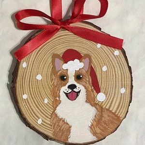 Corgi Wood Slice Christmas Ornament - Corgi Decor - Corgi Ornament - Gift for Corgi Lover