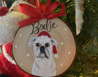 Personalized Hand Painted Pet Ornament - Pet Christmas Portrait - Holiday Pet Ornament - Pet Keepsake