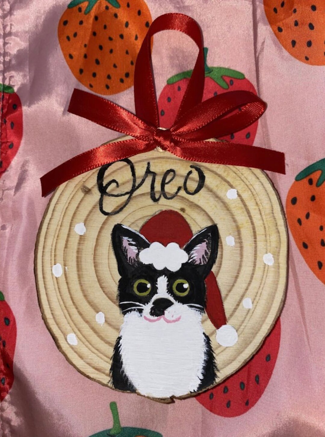 Custom Hand Painted Cat Ornament Holiday Cat Ornament Cat Keepsake