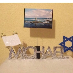 Mitzvah Centerpiece, Keepsake, & Photo Holder/ Balloon Weight (6-8 Letters)