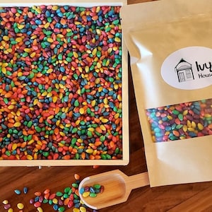 Rainbow Corn Sensory Bin Filler - Taste Safe - Autism Toys - Sensory Open Ended Play - Montessori, Reggio inspired....tray not included