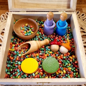 Sensory Starter Bin Tool Kit, Practical Life, Fine Motor, Wooden Scoop and bowl ,Sensory Bin, Montessori Toddler, Montessori Toy, Preschool