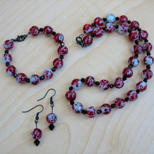 My Bloody Valentine Beaded Necklace, Bracelet, and Earrings Jewelry Set