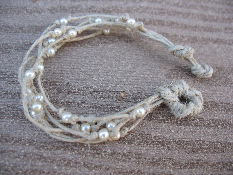 Drops of Pearl in Twine Knotted Bracelet Etsy