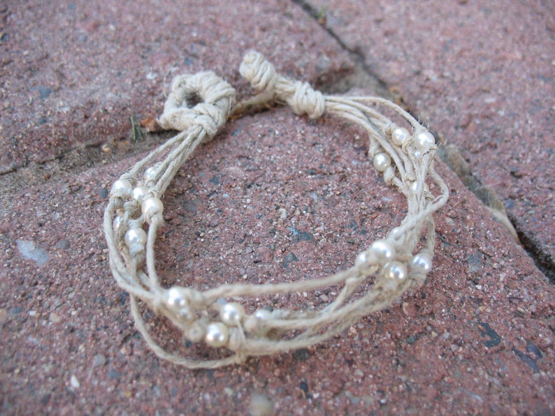 Drops of Pearl in Twine Knotted Bracelet Etsy