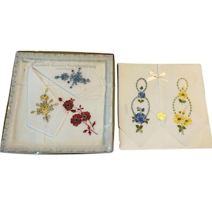 York Street Made In Switzerland 100% Cotton New Vintage Stock handkerchiefs , hanky hankies floral embroidered