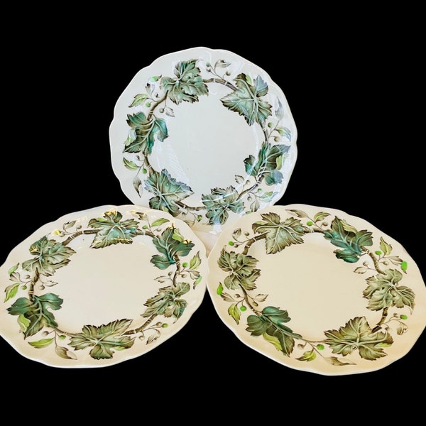 Lot of 3 Vintage Green Ivy & Berries Bread and butter Plates 6 1/4" Johnson Bros. England Plate