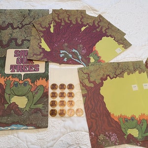 Groovy Frog Stationary Set from 1960s.  stationary envelopes save our trees frog