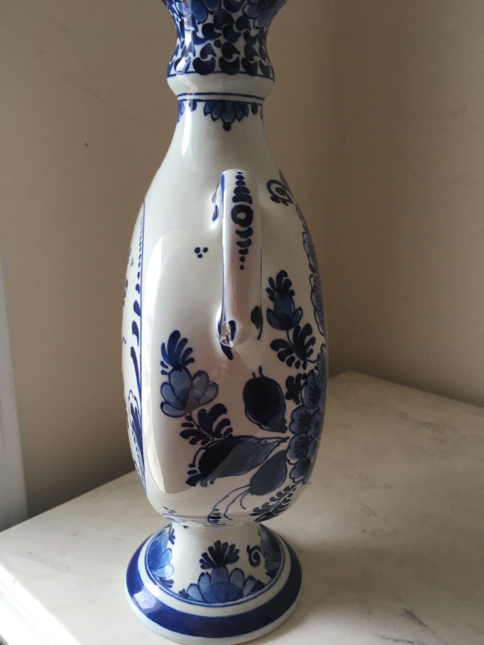Royal Delft Pottery Eared Tulip Vase Dutch Delft Blue vase Etsy
