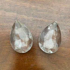 Set of 2 Antique teardrop chandelier crystal pendants with octagon prism - 2 inch