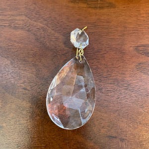 2 inch teardrop chandelier crystal pendants with 1/2 inch octagon prism - vintage cut glass replacements clear image 4