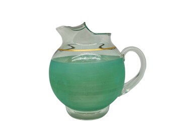 Vintage Large Blendo 86 oz Frosted Green Watcher pitcher Ice lip 1960s, lemonade pitcher, summer picnic