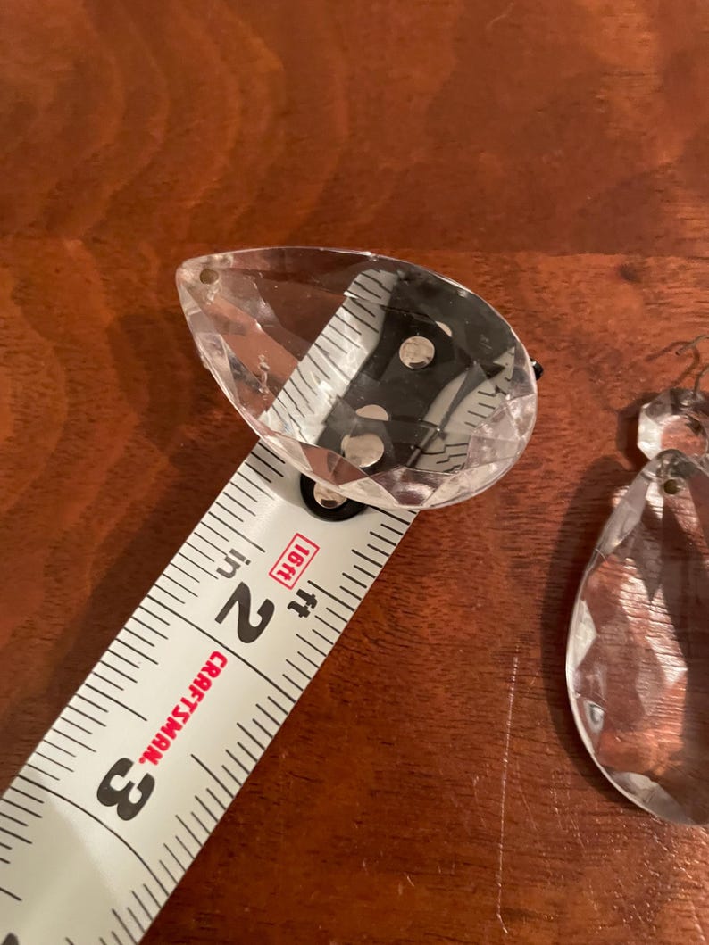 2 inch teardrop chandelier crystal pendants with 1/2 inch octagon prism - vintage cut glass replacements clear image 8
