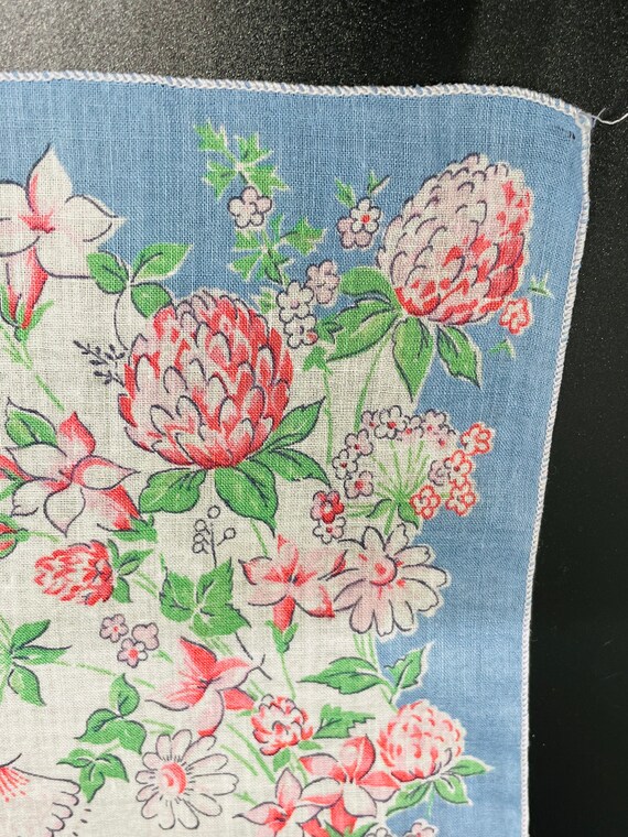 Vintage Pink Blue Butterflies Hanky Handkerchief … - image 3