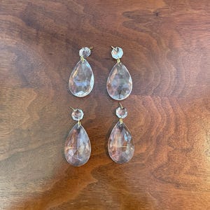 2 inch teardrop chandelier crystal pendants with 1/2 inch octagon prism - vintage cut glass replacements clear image 6