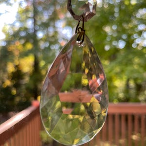 2 inch teardrop chandelier crystal pendants with 1/2 inch octagon prism - vintage cut glass replacements clear image 3