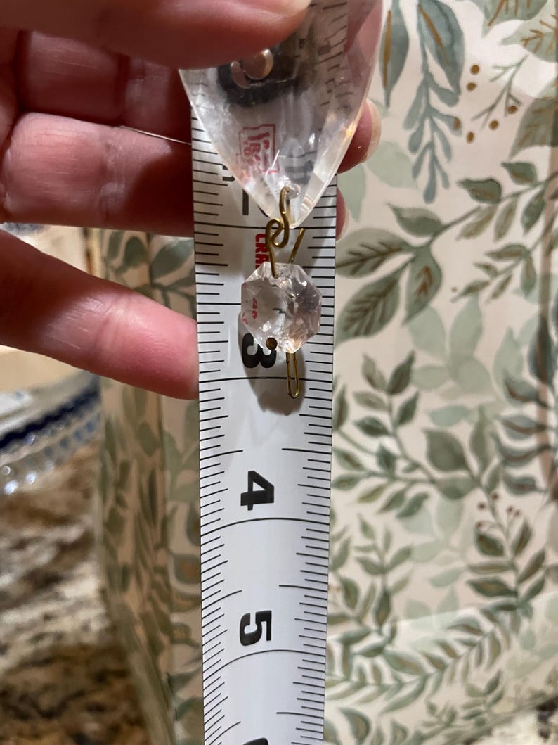 2 inch teardrop chandelier crystal pendants with 1/2 inch octagon prism - vintage cut glass replacements clear image 5
