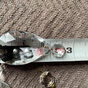2 inch teardrop chandelier crystal pendants with 1/2 inch octagon prism - vintage cut glass replacements clear image 2