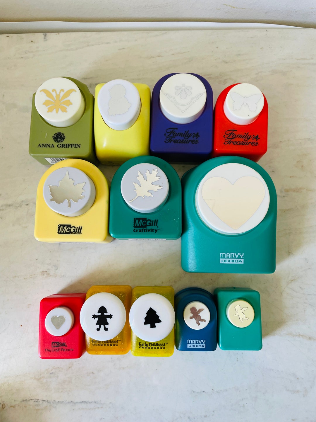 Family Treasures Punch Set, Hole Puncher, Heart Butterfly Cupid Fall