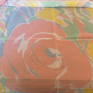 Vintage Modernist Design  Pink Blue Yellow Square Chiffon Scarf Easy Street 30&quot;