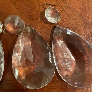 2 inch teardrop chandelier crystal pendants with 1/2 inch octagon prism - vintage cut glass replacements clear image 9