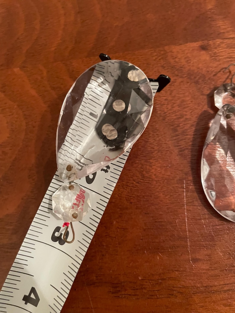 2 inch teardrop chandelier crystal pendants with 1/2 inch octagon prism - vintage cut glass replacements clear image 7