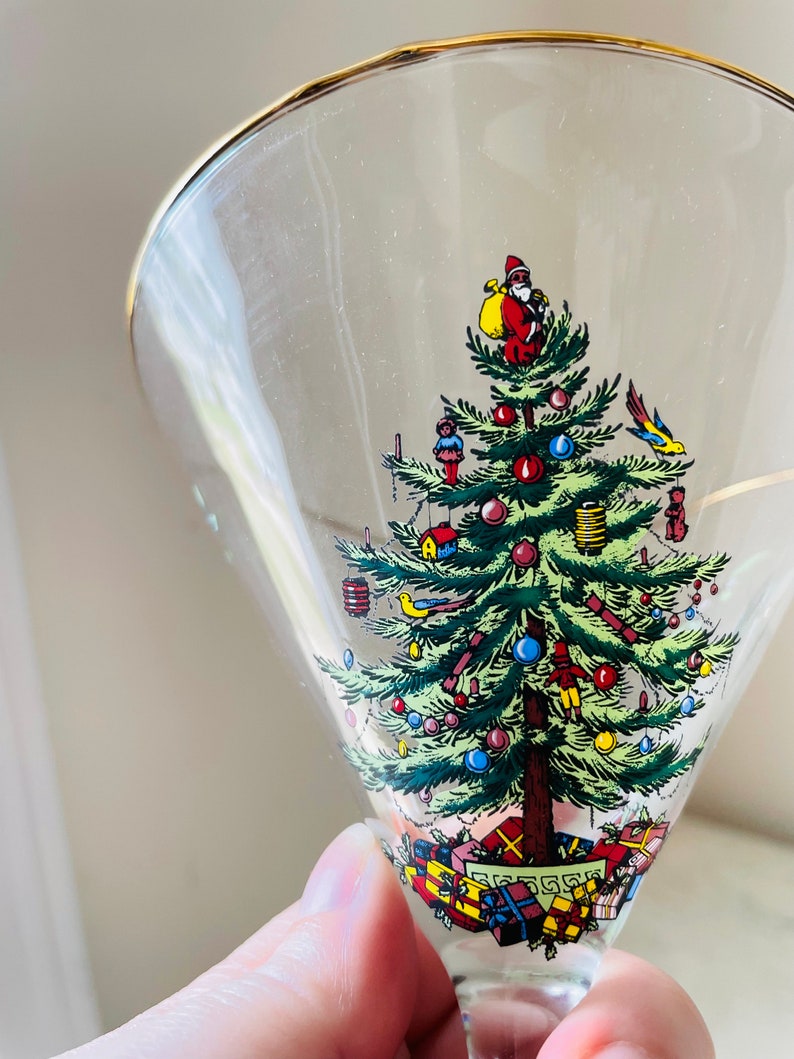 Spode Christmas Tree Martini Glass Gold Rim Barware Rare Etsy
