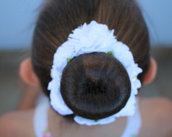 white bun wrap/ hair accessories for girls/flower hair accessories/dance hair accessories/prom hair accessories/hair bun accessories